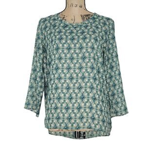 Cabi Jade Leaf Print Oversized Tunic Top Women's Medium